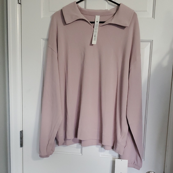 NWT Lululemon Softstreme Pique Oversized Polo Long Sleeve Polo Sz L Mink